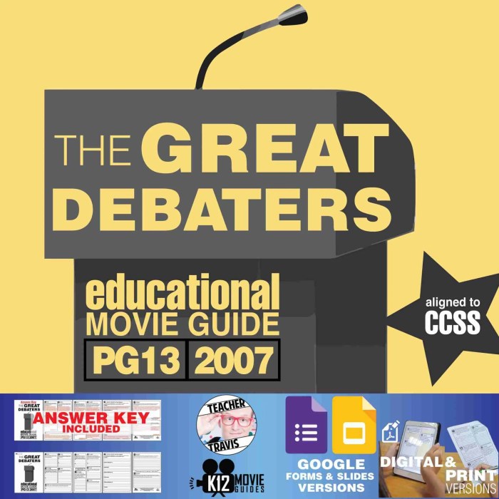 Debaters great movie answers worksheet quiz prompt writing tpt